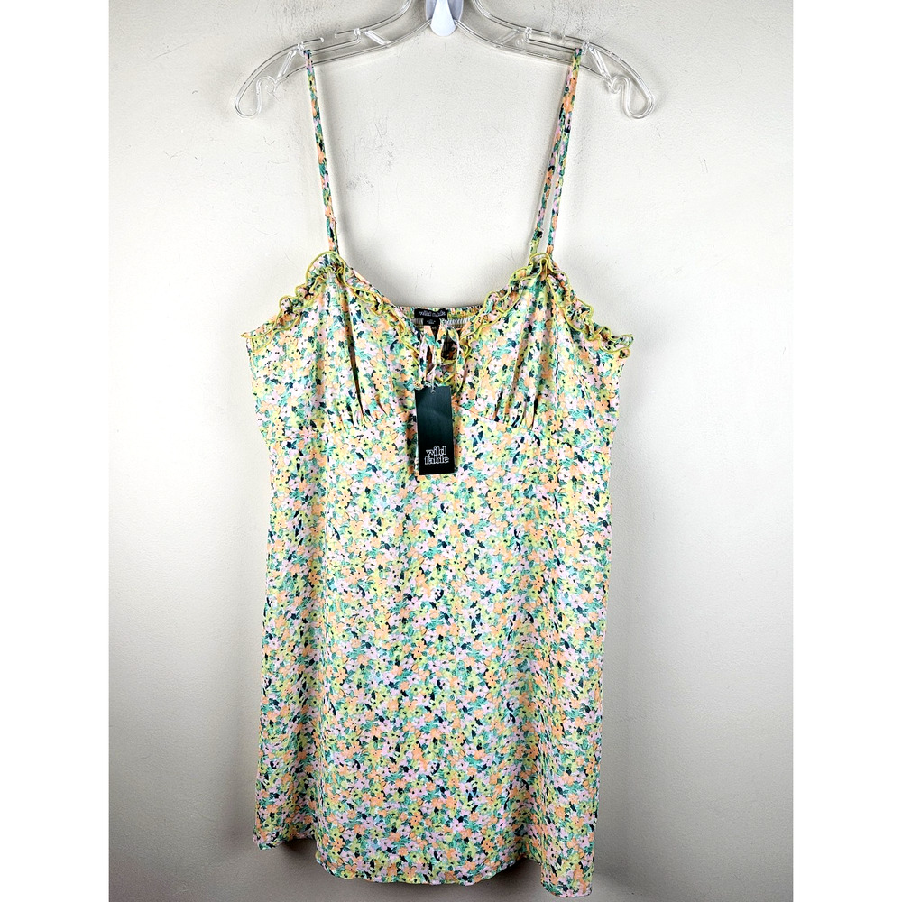 Wild Fable Dress Womens Sz XL Multi Color Green Floral Adjustable Straps Lined